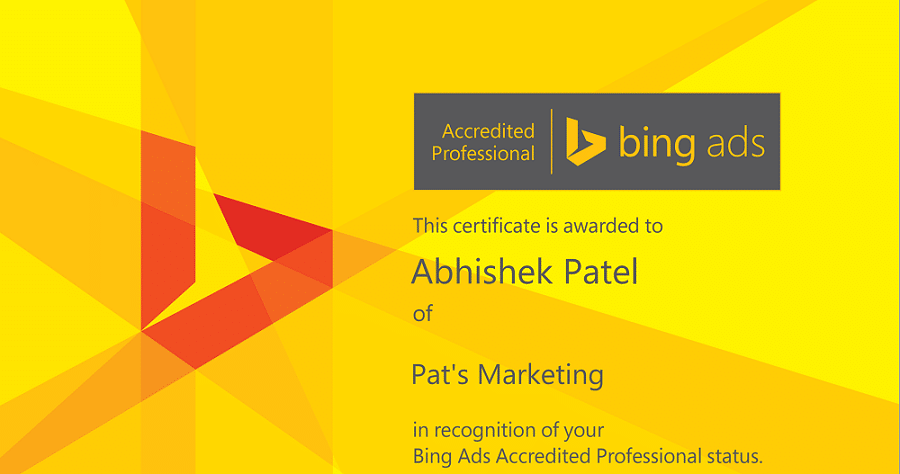 bing ads Certificate