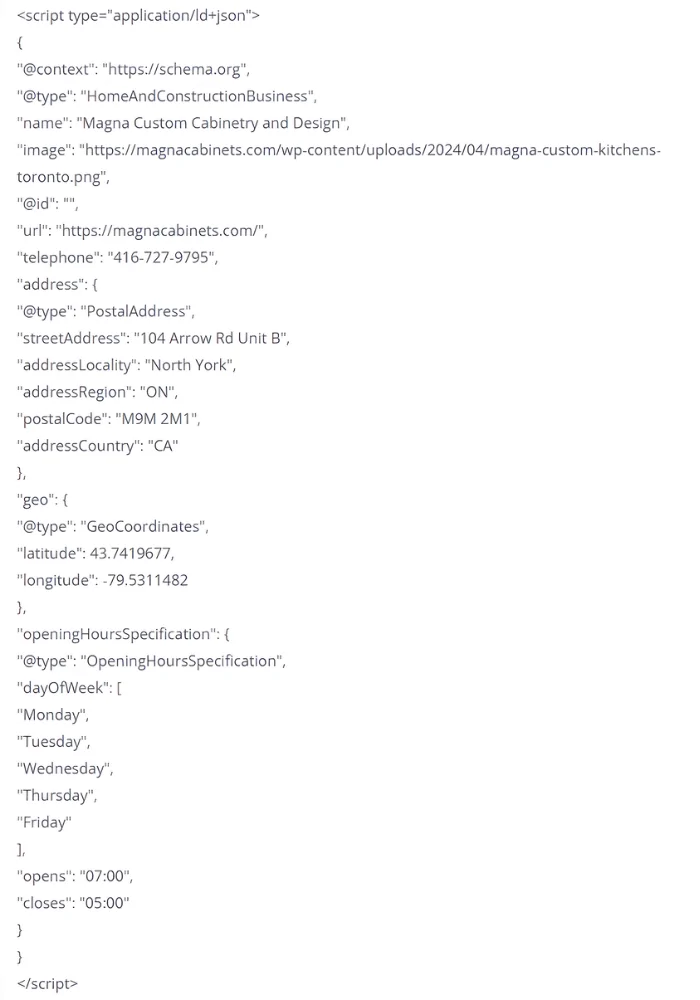 Home And Construction Business Schema Code